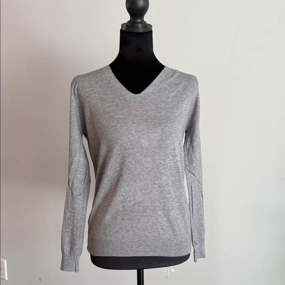 Gray V-Neck Women's Sweater